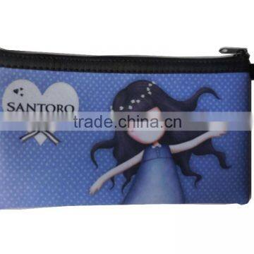 customed printed pencil bag, waterproof small zipper pouch, lovely pencil case for promotion