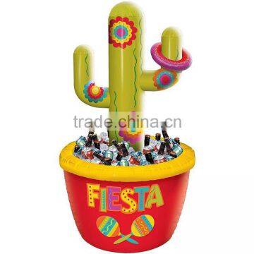 flowerpot shape inflatable coolerwith cactus,inflatable cooler and toss game