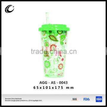 18oz 450 ml double wall mugs with straw hot sale change color hight quality