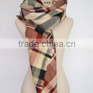 Acrylic Square Tartan Scarf,wholesale Winter Oversize Thick Fringed Oversize Acrylic Square Tartan Scarf photo-3
