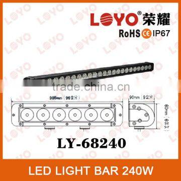 LOYO NEW model super bright led light bar, Single row offroad led light bar, 240w LED light bars for all cars
