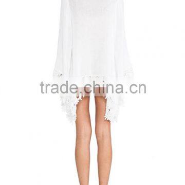 Ladies Fashion Clothing Girls White Beach Cardigan With Lace Details SYA15007 photo-4