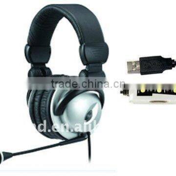 Virtual 7.1 Channel surround sound USB foldable PC headset