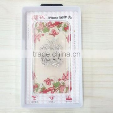 Transparent white base with twinkle bling diamond various designs option mobile phone cover for 4/4s/5