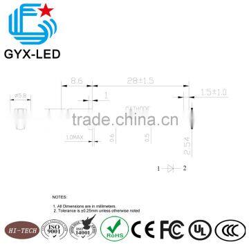 Top Quality Green Diffused Lens Yellow Green Emitting Color 570 nm 4 mm Lens 4.6mm Flange Round Type LED Lamp