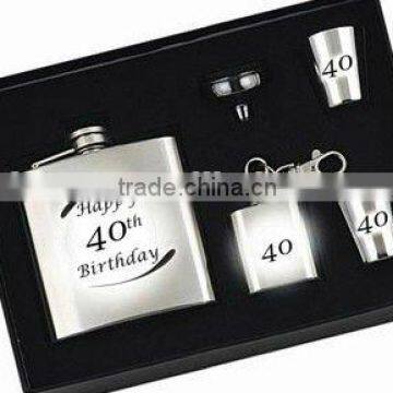 5pcs high quality stainless steel hip flask gift set