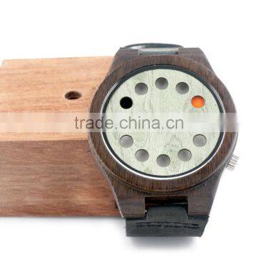 China 100% Genuine Leather Band Watch Japan Movement Wood Watch photo-5