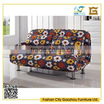 Rural style flower sofa cum bed fabric fold out sofa bed with arms for home furniture