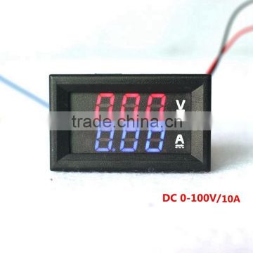 Mini Digital Voltmeter Ammeter DC 0-100V 10A Panel Amp Volt Gauge Tester 0.28" Red Blue LED Dual Display Meter