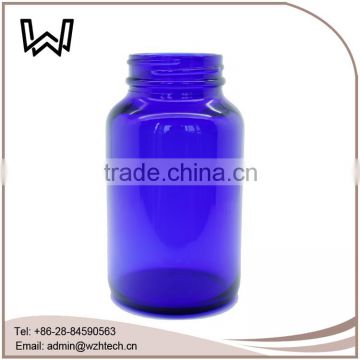 200cc Blue Glass Wide Mouth Capsule Bottle