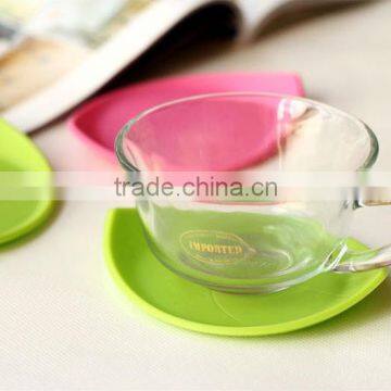 3D Leaf Shaped Silicone Coasters Candy Color Dinner Placemats For Table Unique Cup Mats Tablemat