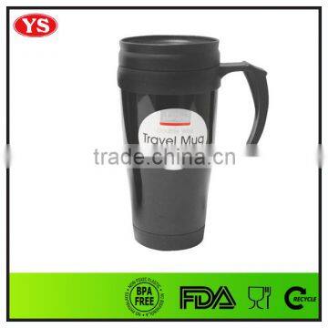 BPA Free Customized 14 Ounce Double wall plastic mug and cup with handle