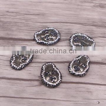 Hematite Stone Spacer Beads, Crystal Rhinestone Paved Skull Gem stone Druzy Connector Beads For Jewelry Making