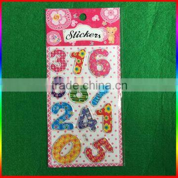 embossed PVC stickers number stickers with silver edge