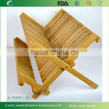 BH006 Foldable Bamboo Dish Rack, Bamboo Kitchenwares Rack photo-2