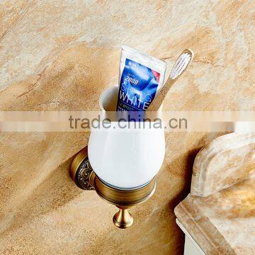 889F Hotel Use Bathroom Accessory Archaize Single Cup Carve Patterns or Designs on Woodwork Single Tumbler Holder