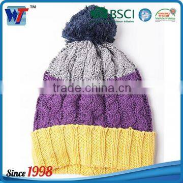 Korean Colorful lovely knitted slouchy beanie cap with pom pom