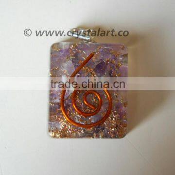 Amethyst Agate Square Reiki Symbol Orgone Pendants