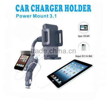 Dual USB Cigarette Lighter Car Charger Universal Tablet PC Mount Stand Holder