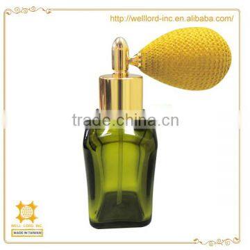 Taiwan OEM vintage bulb olive green PET perfume atomizers