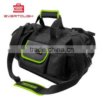 QXJG-SLB-1016 600D polyester Large gate mouth design multi-pockets canvas tool bag OEM ODM