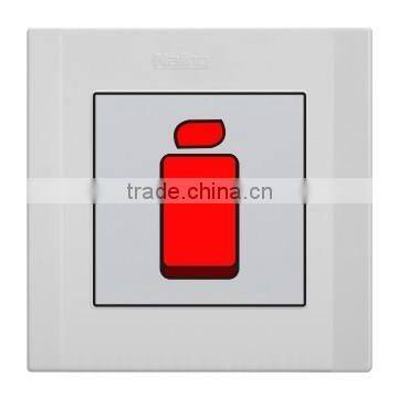 Wenzhou Best Quality pure white 1 gang 45A electrical wall switch with neon