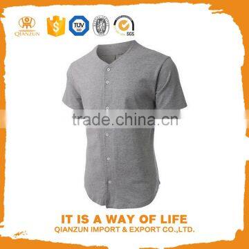 Grey Custom Active Short Sleeve Button Blank Men Baseball Jersey