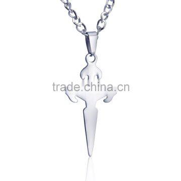 New coming Women Men's 316L stainless steel smooth sharp cross pendant necklace