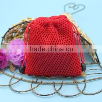 Wholesale Red Leno Raschel Washing Poly Net Drawstring Mesh Soap Bag