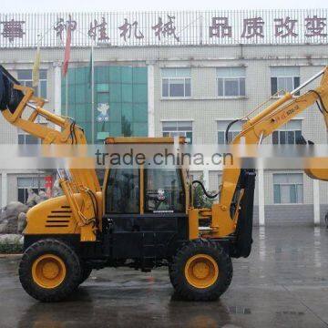 backhoe loader with joint venture engine