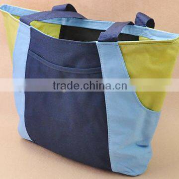 canvas waterproof double strap shopping bag with large capacity