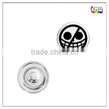 Custom metal smile skull head push button snap for leather bracelet