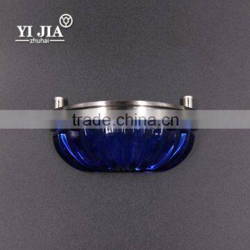 Light Blue Half Round Brushed Satin Nickel Glass Knob photo-5