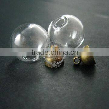 16mm Round Glass Dome One End Open With Bronze Bail Vintage Style Pendant Charm DIY Supplies 1810412