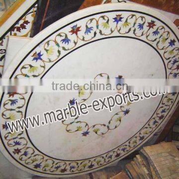 white pietre dure Marble Inlay Table Top, Marble Inlay Table top Manufacturers Inlay Table