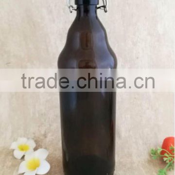 33oz 1000ml 1L amber beer glass bottle with flip top