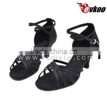 Cheap Price High Quality Satin Latin Salsa Ballet Ballroom Dance Shoes Black Color Flat Heel Girl Dance Shoes photo-5