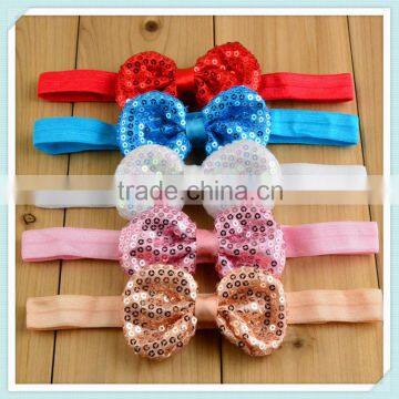 New sequined bow Baby Hairbands Christmas elastic hairband children hair accessories for kids