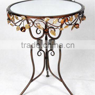 2014 unique new style wrought Iron Coffee Table with mirror top(XY13867)