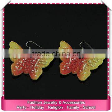 Cheap fancy design hanging earrings, low price real butterfly wings earrings