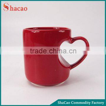 Red Cup Of Love Heart Shaped Ceramic Coffee Mug With Handle