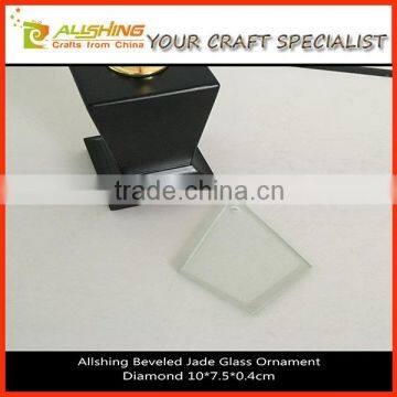 Wholesale square diamond jade glass ornament/Best selling square diamond christmas flat glass ornaments