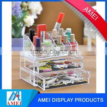 Clear Acrylic 2-Drawer Makeup Case Cosmetic Organizer Box photo-5