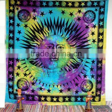 Tapestry Wall Hanging Sun and Moon Star Mandala Bedspread Ethnic Throw Art Indian Gift