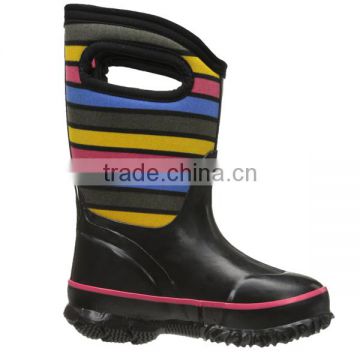 Kids Color Stripy Neoprene Winter Garden Boots