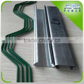 Greenhouse film lock channel and spring steel zig zag wire