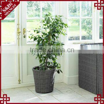 S&D Cheap& High Quality New Style PE Blow Molding Round Grey Wicker Laxury Rattan Plastic Flower Pot / Planter photo-2