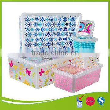 wholesale pp plastic shoes storage bins with IML logo design