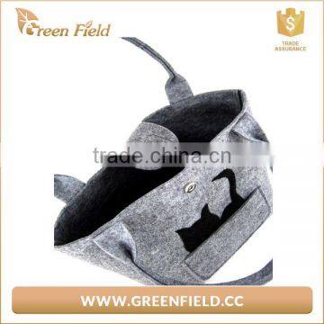 Unique Design Felt Fabric Lady Shopping Handbag Cute Cat Pattern Tote Bag photo-3