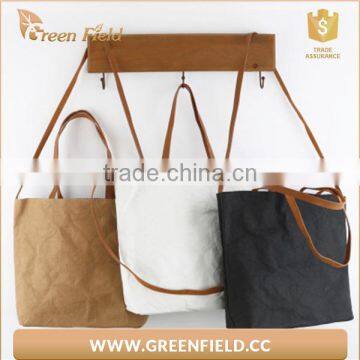 Eco-friendly plant washable kraft paper bag brown washable paper tote bag